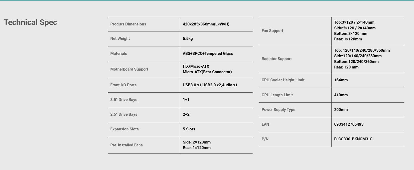 Deepcool CG330 3F Mid Tower Cabinet without PSU