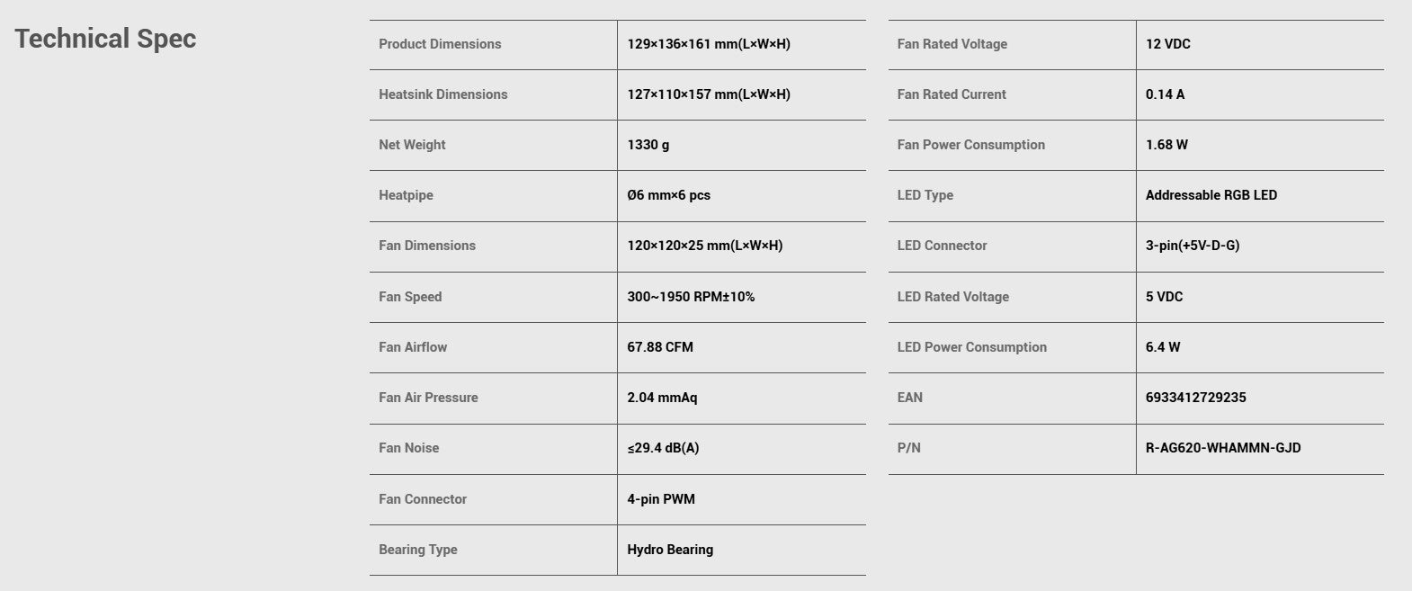 Deepcool AG620 ARGB V2 White CPU Air Cooler