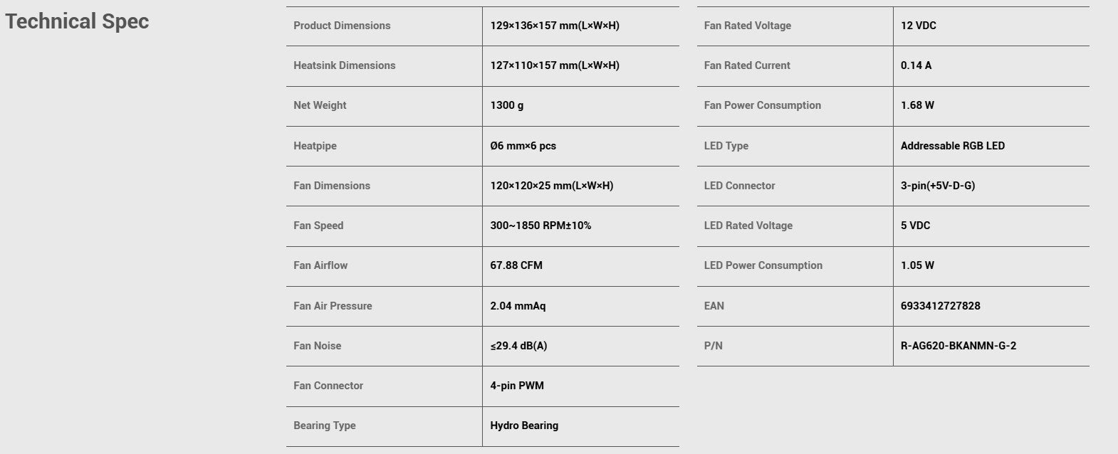 Deepcool AG620 ARGB Black CPU Air Cooler
