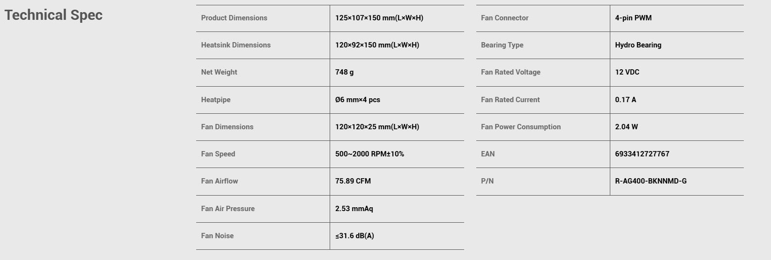 Deepcool AG400 Plus CPU Air Cooler