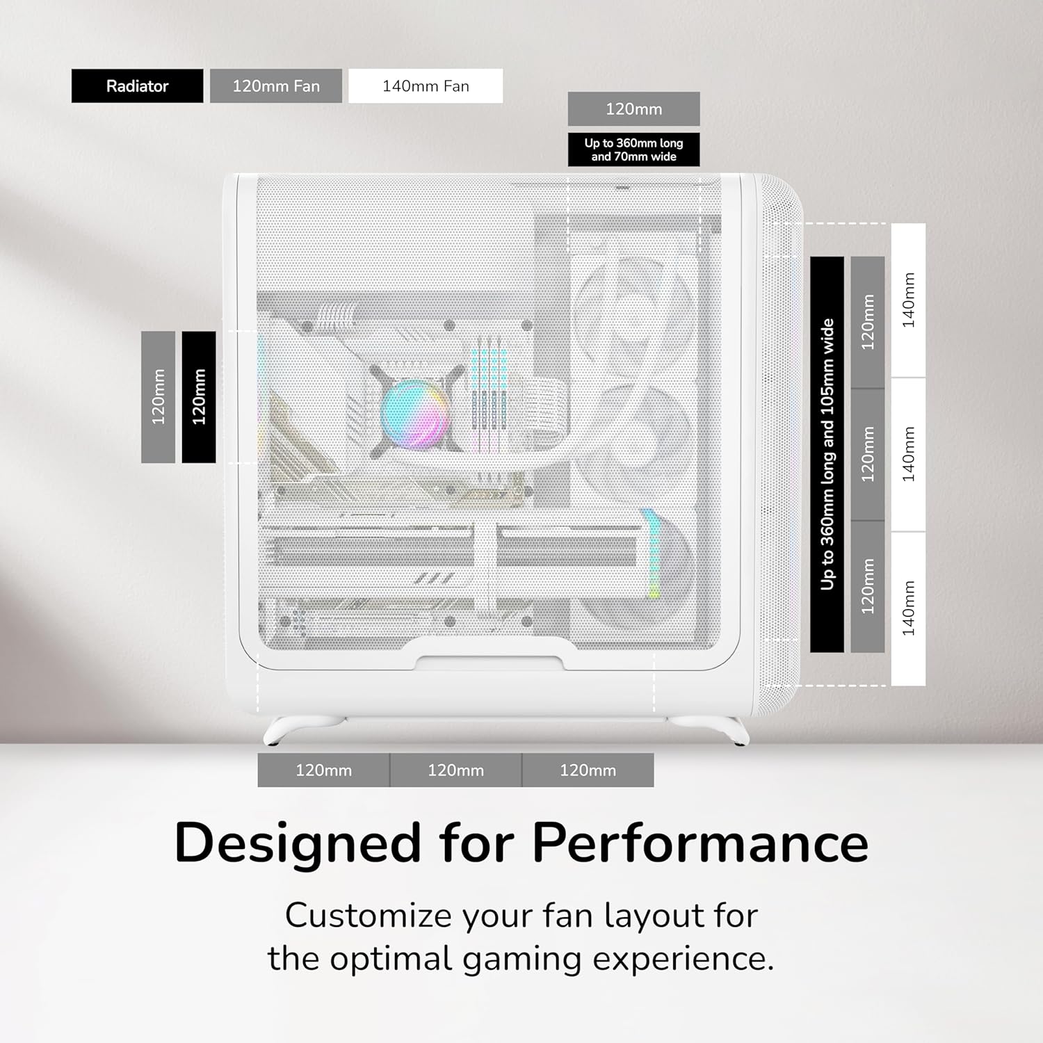 Hyte X50 Modern Performance ATX Mid-Tower PC Gaming Case - Snow White