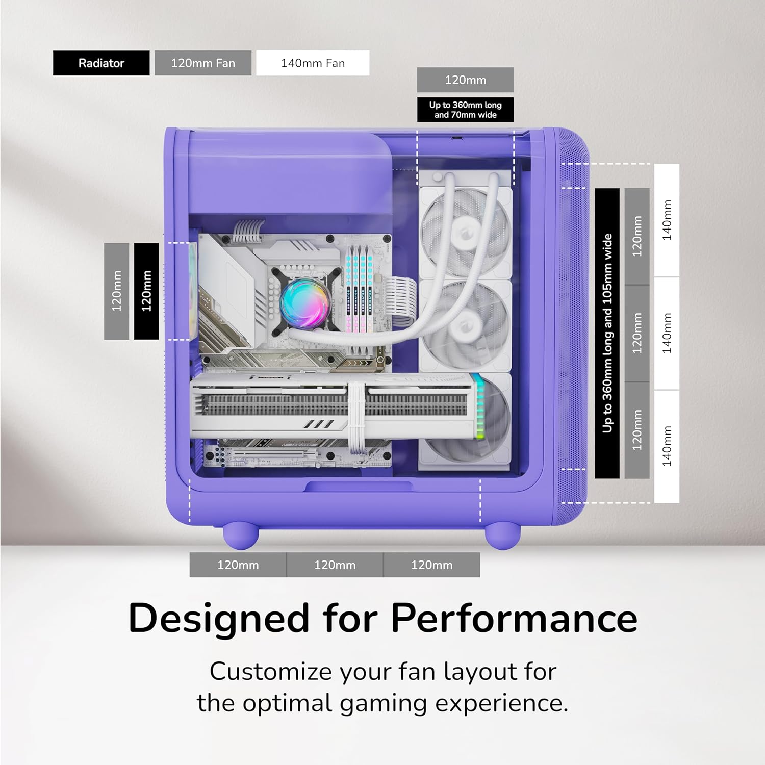 Hyte X50 Modern Performance ATX Mid-Tower PC Gaming Case - Taro Milk (Purple)