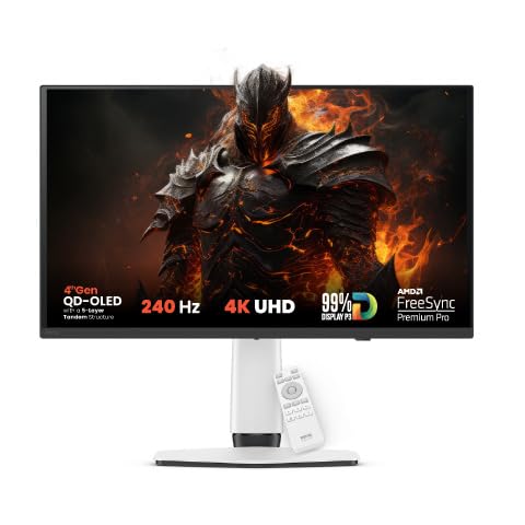 BenQ MOBIUZ EX321UZ 27” 4K UHD 4th Gen QD-OLED 240Hz Gaming Monitor| 0.03ms GtG|HDMI 2.0, DP 2.1a|USB-C(90W)|99% DCI-P3|AMD FreeSync Premium Pro|KVM|Game Art Mode|Height,Swivel, Tilt Adjustable