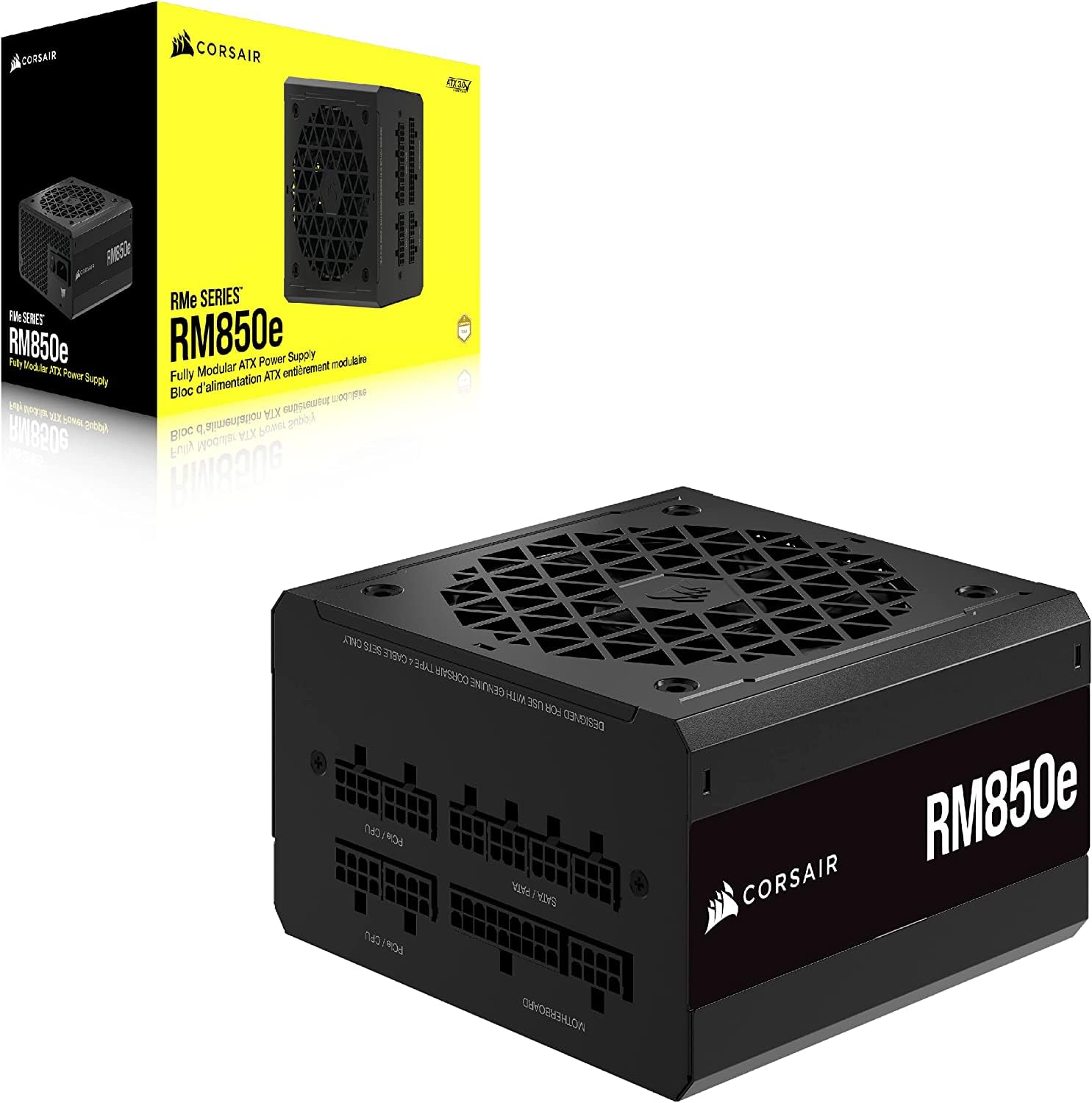 Corsair RM850e (2023) Fully Modular Low-Noise ATX Power Supply - ATX 3.0 & PCIe 5.0 Compliant - 105°C-Rated Capacitors - 80 Plus Gold Efficiency - Modern Standby Support - Black