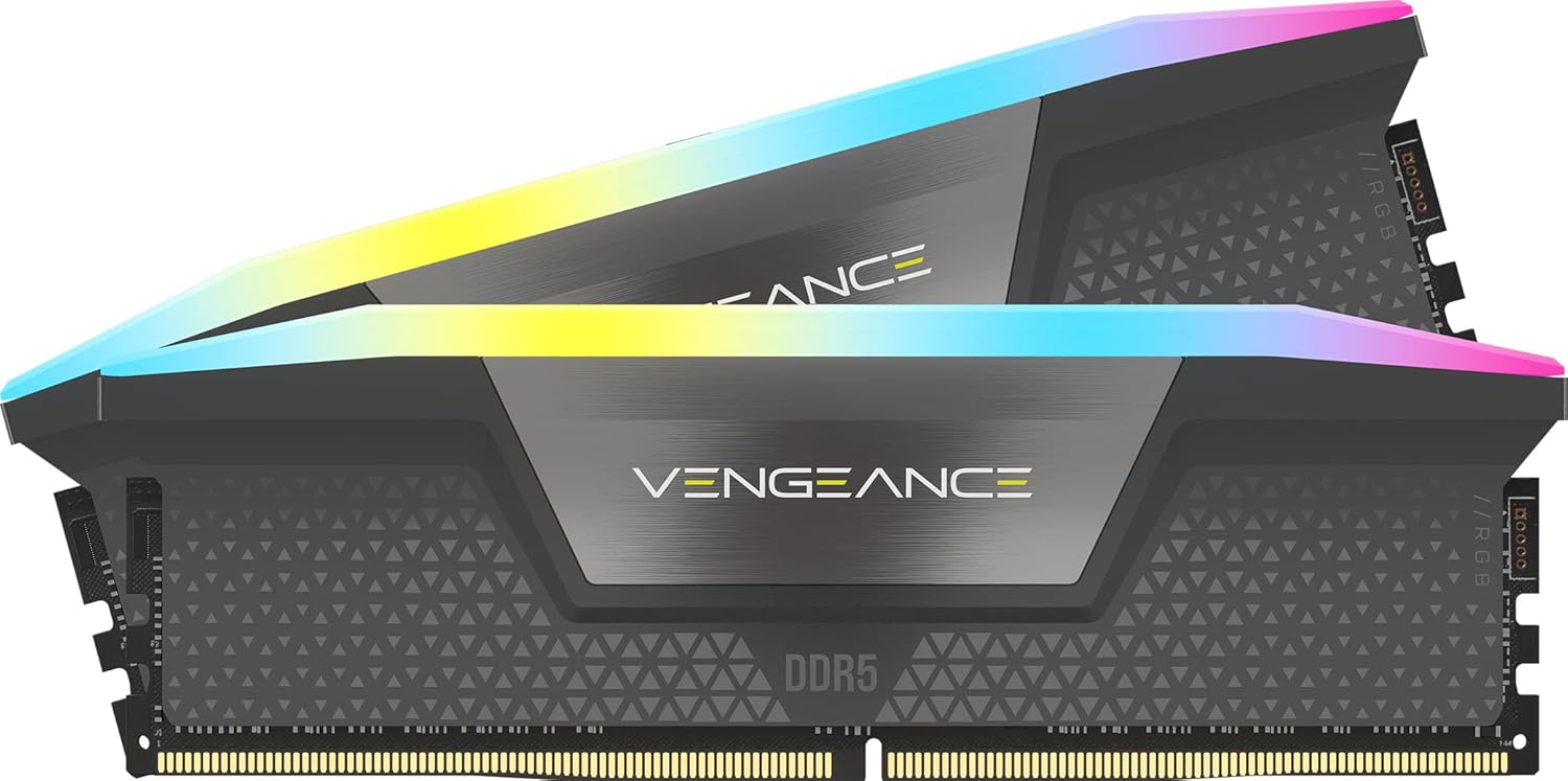 CORSAIR Vengeance RGB DDR5 RAM 64GB (2x32GB) 6000MHz CL40 AMD Expo iCUE Compatible Computer Memory - Gray (CMH64GX5M2B6000Z40) | Desktop Gaming Memory, AMD EXPO & Intel XMP 3.0 Compatible, CL40, Grey, CMH64GX5M2B6000Z40
