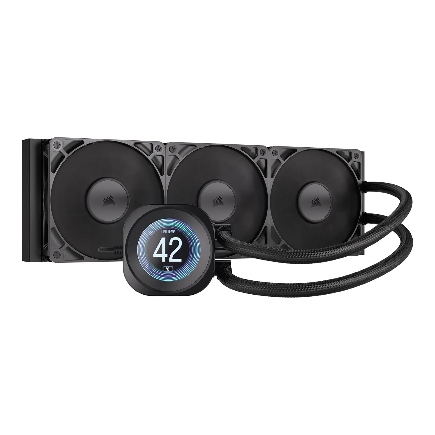 CORSAIR NAUTILUS 360 RS LCD Liquid CPU Cooler – 2.1" IPS LCD Screen – RS120 Fans – 360mm Radiator – Fits Intel® LGA 1851/1700, AMD® AM5/AM4 – Simple Daisy-Chain Connections