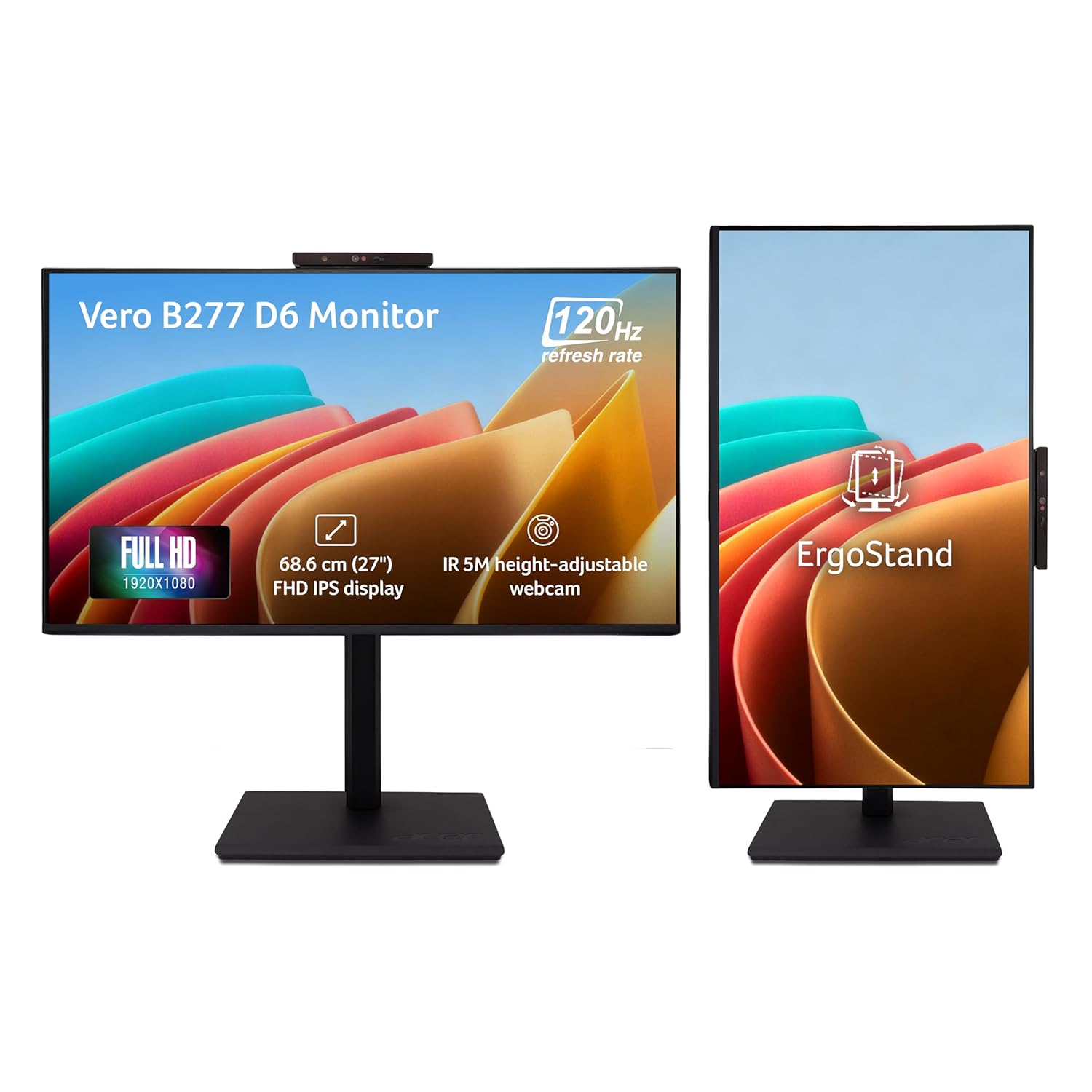 Acer B277 D6 (Webcam) 27 Inch IPS Full HD Backlit LED LCD Monitor