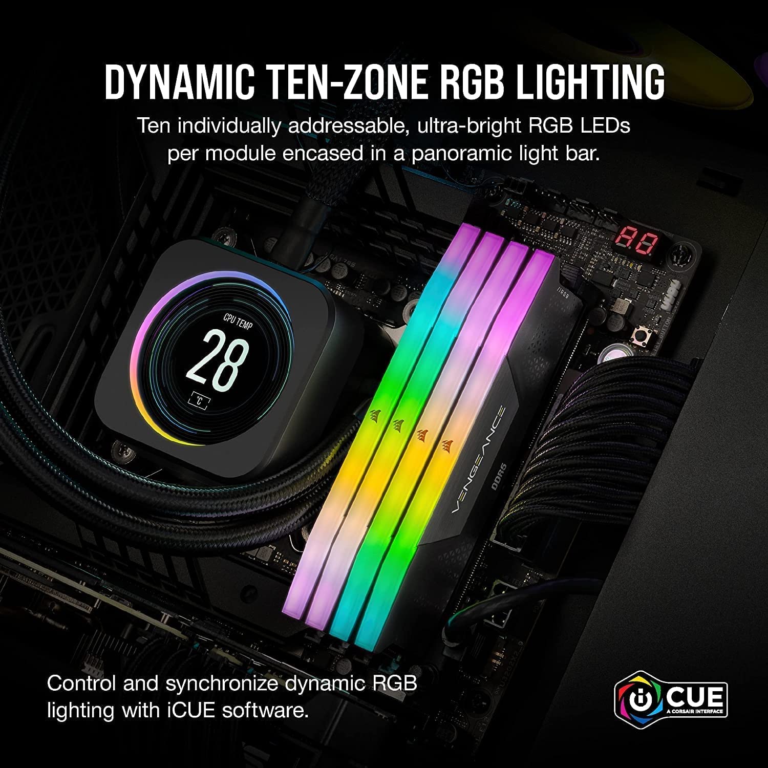CORSAIR Vengeance RGB DDR5 32GB (2 x 16GB) Up to 6000MHz Intel RAM
