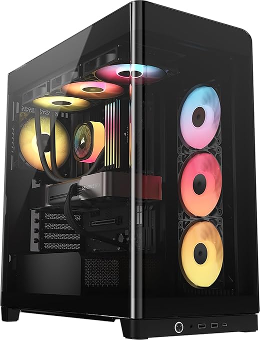 CORSAIR Frame 4500X RS-R ARGB Panoramic Glass Mid-Tower PC Case – InfiniRail Mounting System, Fits Dual 360mm Radiators, GPU Anti-Sag, 3X RS120R Fans Included – Black