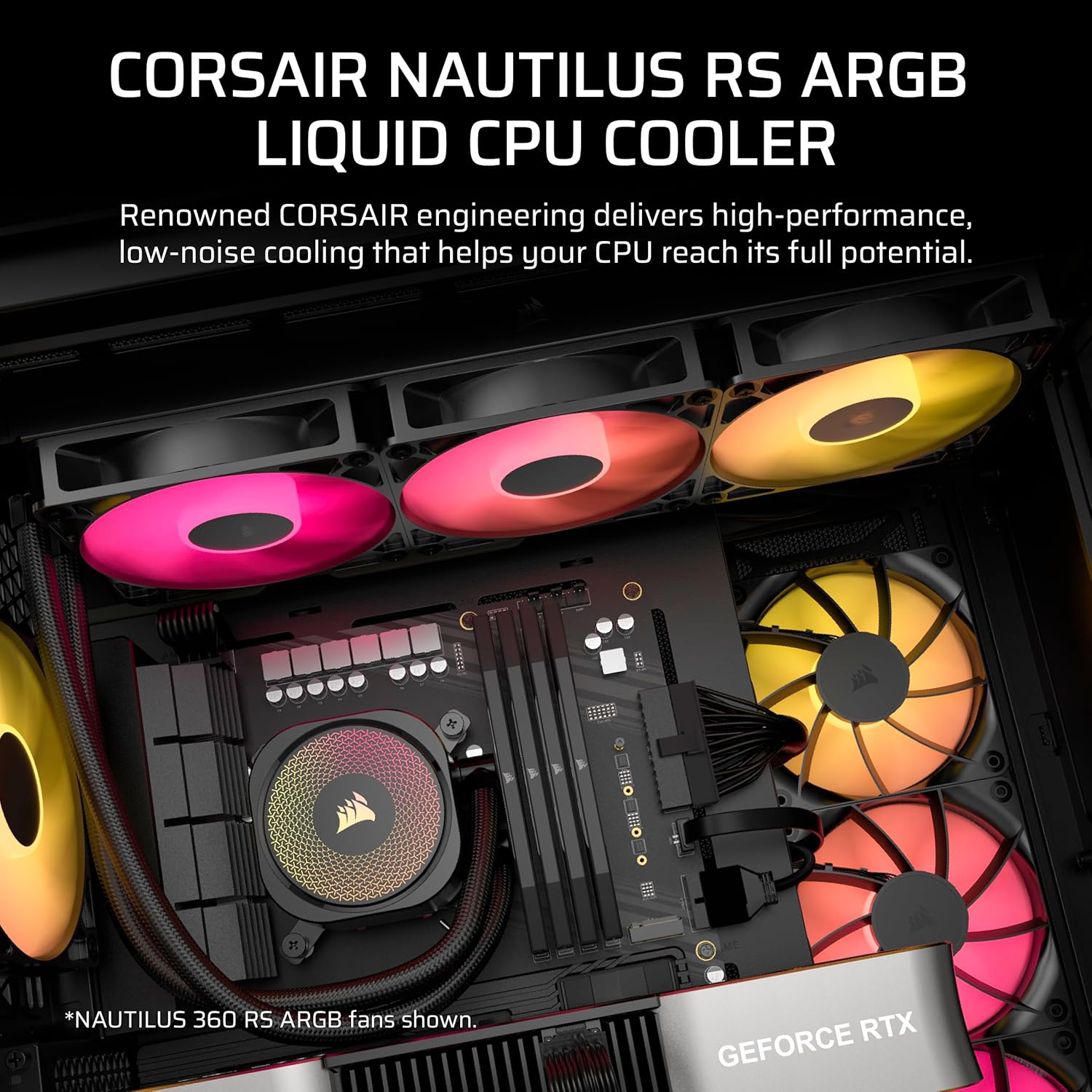 CORSAIR Nautilus 240 RS ARGB Liquid CPU Cooler – RS120 ARGB Fans – Fits Intel® LGA 1851, AMD® AM5/AM4 – Simple Daisy-Chain Connections - Direct Motherboard Connection - Black