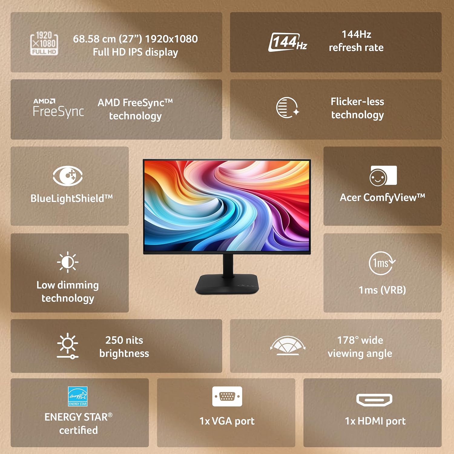 Acer KA270 P6 27 Inch IPS Full HD Backlit LED Monitor