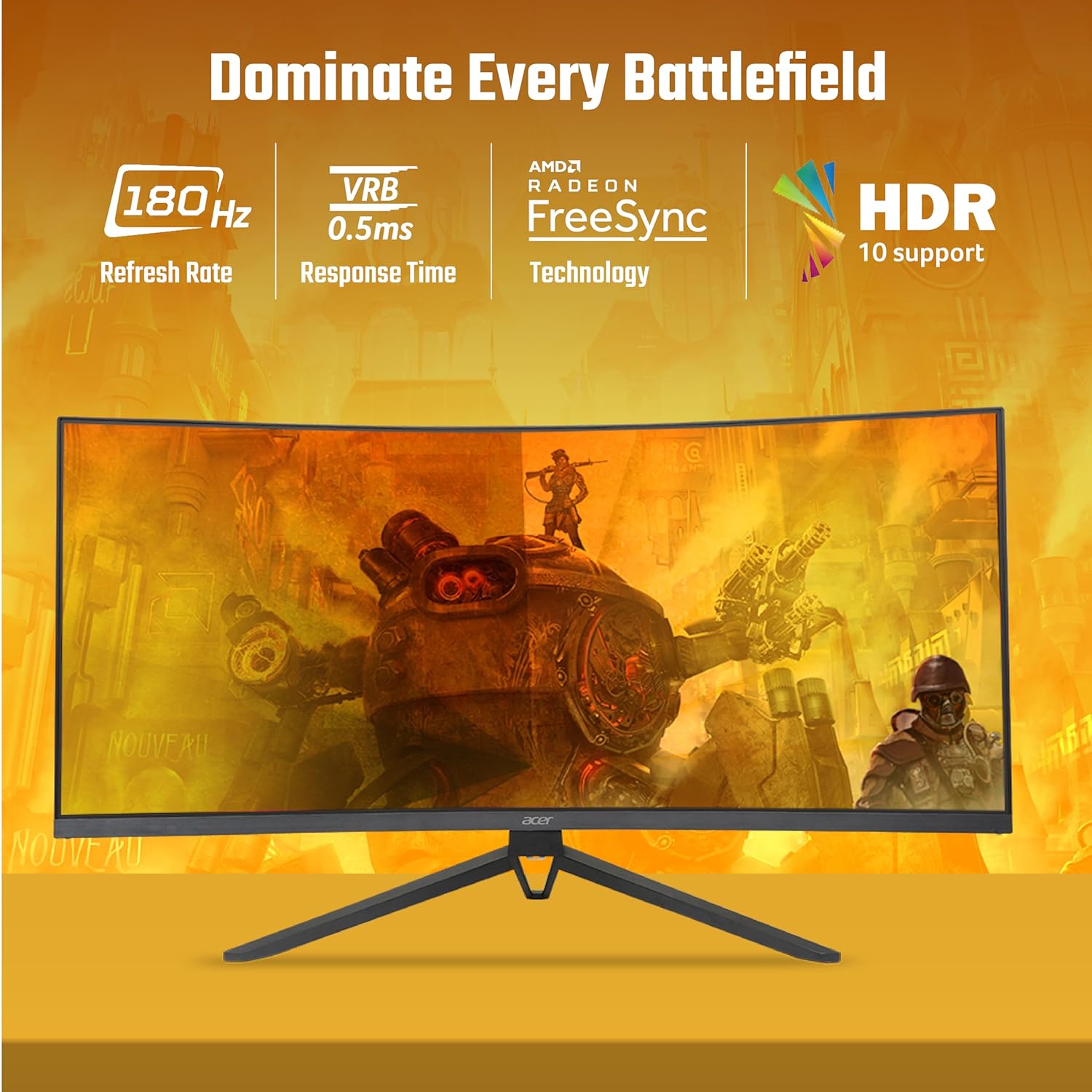 Acer ED343CUR J 34 Inch UWQHD (3440x1440) Pixels VA Panel 1000R Curved Backlight LED Monitor