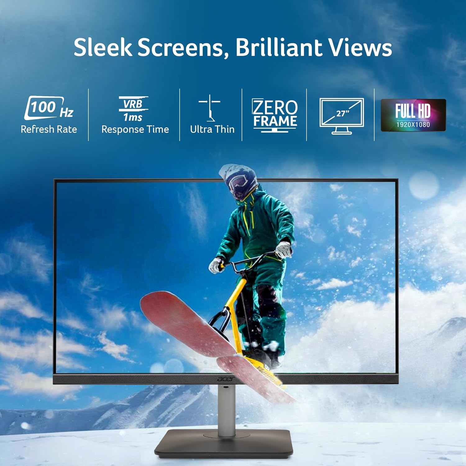 Acer RS272 27 Inch Full HD IPS Ultra-Thin (6.9mm) Backlit LED Monitor