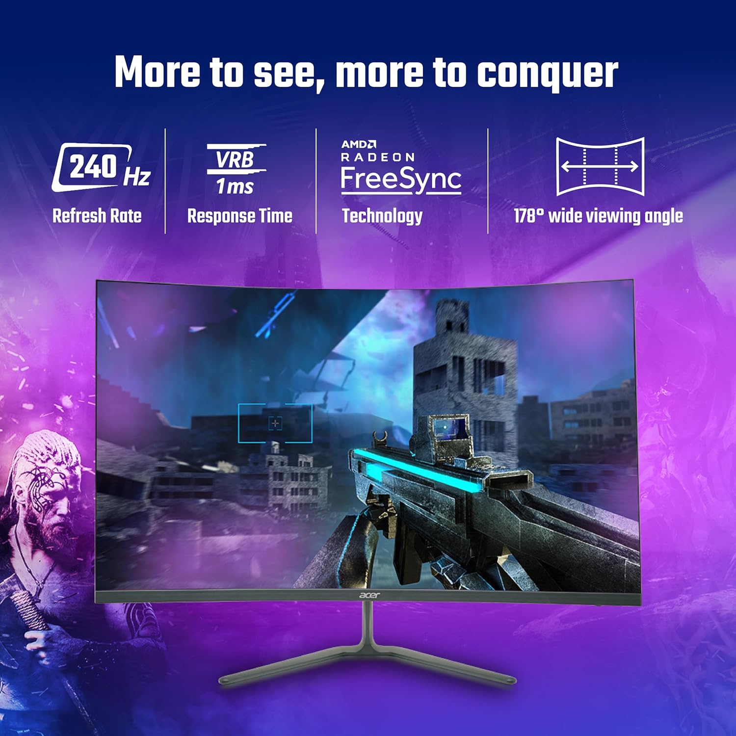 Acer ED320Q X2 31.5 Inch Full HD 1500R Curved VA Panel Gaming Backlit LED LCD Monitor