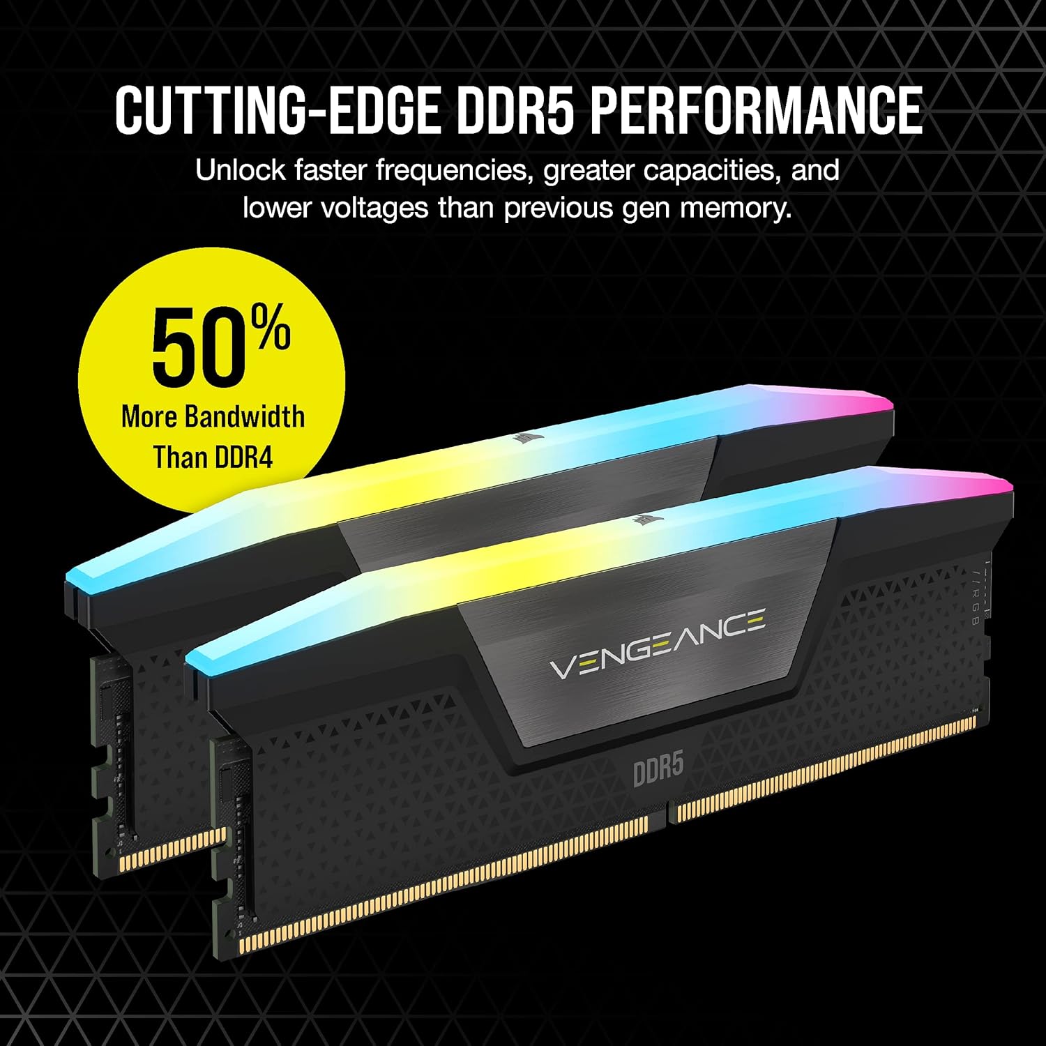 Corsair Vengeance RGB DDR5 RAM 32GB (2x16GB) 6000MHz CL30 AMD Expo iCUE Compatible Computer Memory - Gray (CMH32GX5M2B6000Z30K)