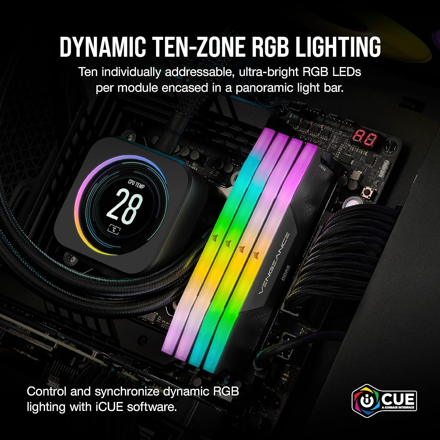 Corsair Vengeance RGB DDR5 RAM 32GB (2x16GB) 6000MHz CL30 AMD Expo iCUE Compatible Computer Memory - Gray (CMH32GX5M2B6000Z30K)