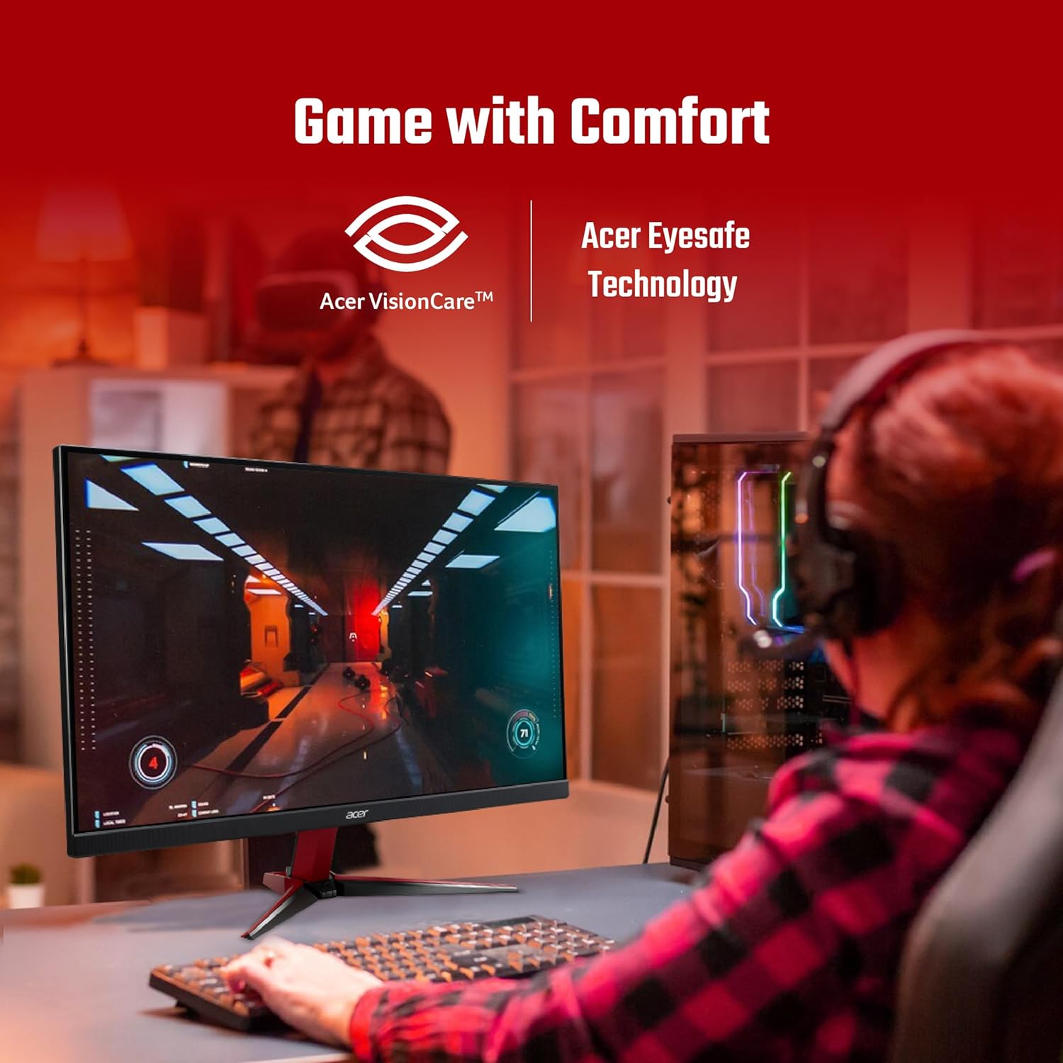 acer Nitro VG240Y M3 23.8 Inch IPS Full HD Gaming LCD Monitor with LED Backlight I AMD Freesync Premium I 0.5 MS Response, 180 Hz Refresh Rate I 2 x HDMI, 1 x DP I Stereo Speakers I HDR 10 I Black