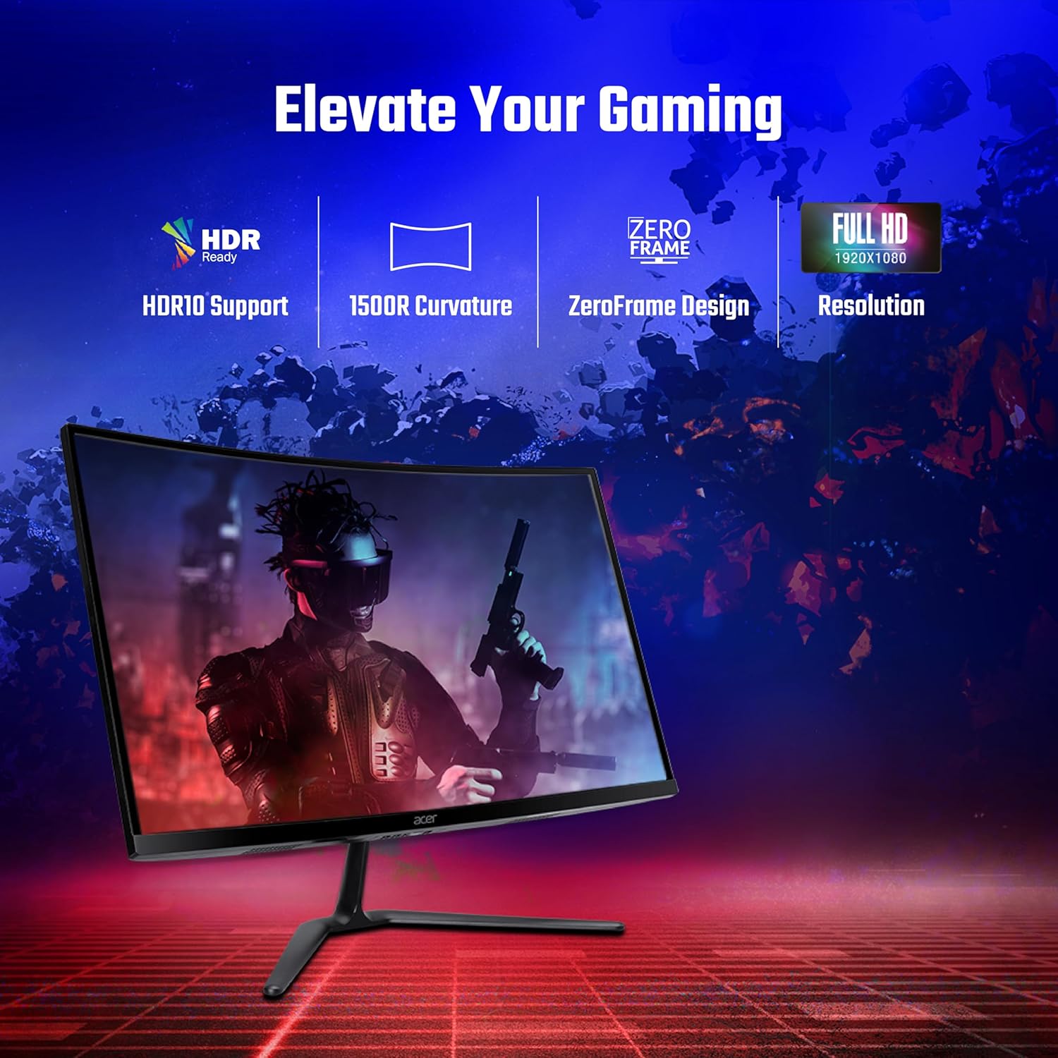 acer ED270R S3 27 Inch (68.58 Cm) Full HD 1500 R Curved Gaming LCD Monitor with LED Back Light I 1MS VRB, 180Hz Refresh Rate I AMD Freesync Premium I 2 x HDMI 1 x Display Port I HDR 10 I Black
