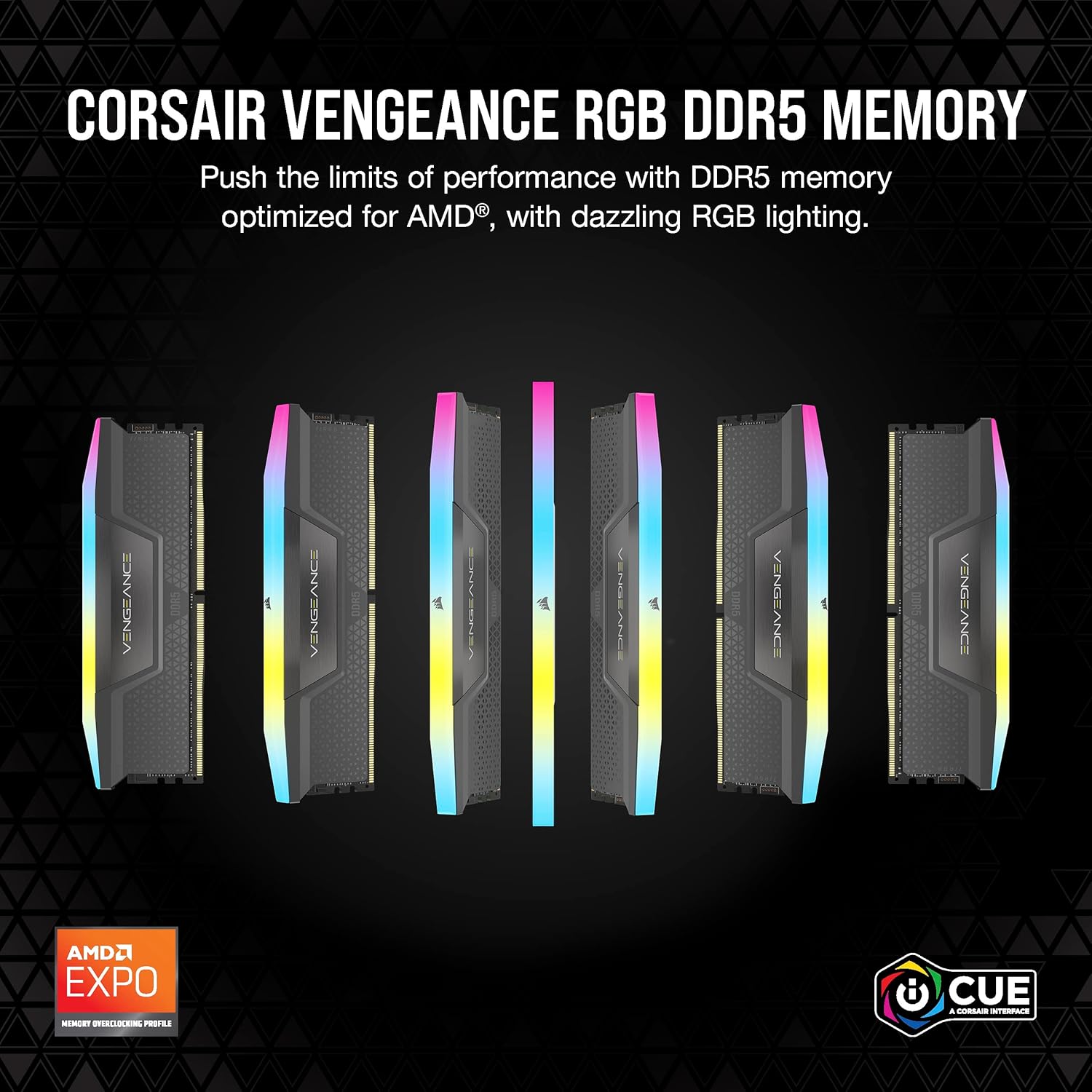 CORSAIR Vengeance RGB DDR5 RAM 64GB (2x32GB) 6000MHz CL40 AMD Expo iCUE Compatible Computer Memory - Gray (CMH64GX5M2B6000Z40) | Desktop Gaming Memory, AMD EXPO & Intel XMP 3.0 Compatible, CL40, Grey, CMH64GX5M2B6000Z40