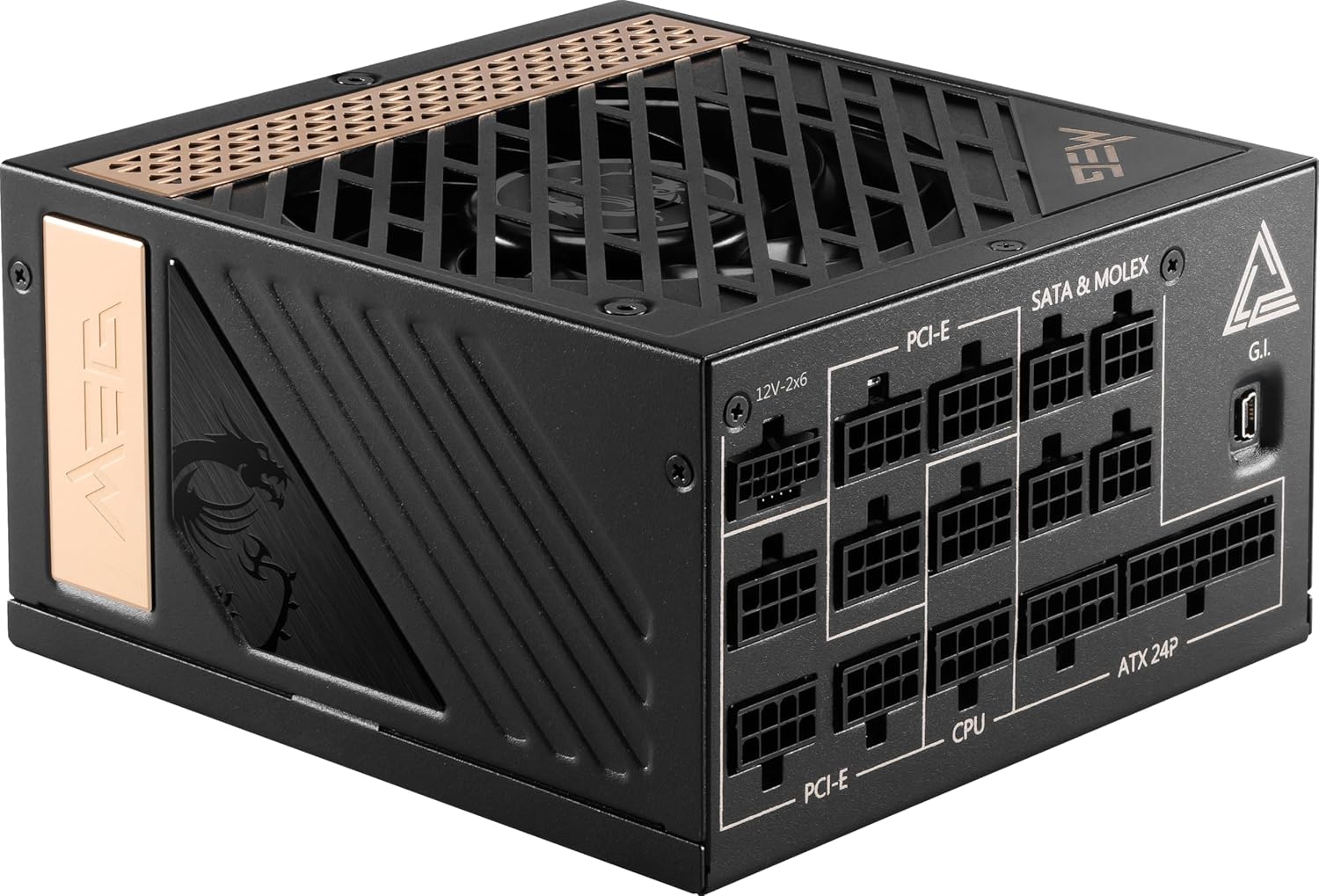 MSI MEG Ai1300P PCIE5 Power Supply Unit, UK Plug - 1300W, 80 Plus Platinum, Fully Modular ATX 3.0, PCIe 5.0 GPU Support, Japanese Capacitors, Gaming Intelligence, Sleeved Cables - 10 Year Warranty