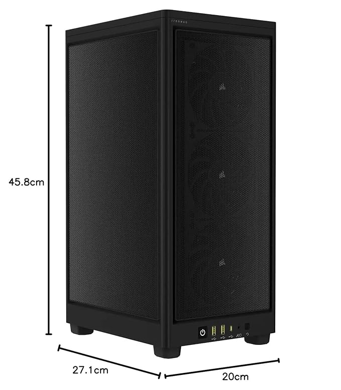 CORSAIR 2000D Airflow Mini-ITX PC Case - Black - Mini-ITX Form-Factor - Steel Mesh Panels - Three-Slot GPU Support