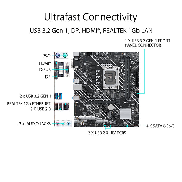 Asus Prime H610M-E D4 M-ATX Motherboard