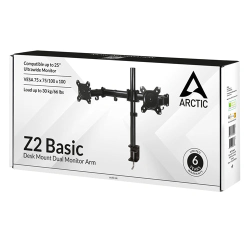 ARCTIC Z2 Basic Dual Arm Monitor Desk Mount (Black)
