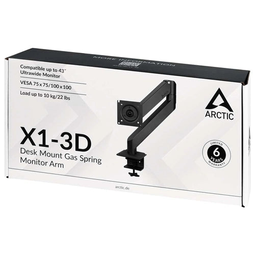 Arctic X1-3D Gas Spring Monitor Arm Desk Mount (Matt Black)