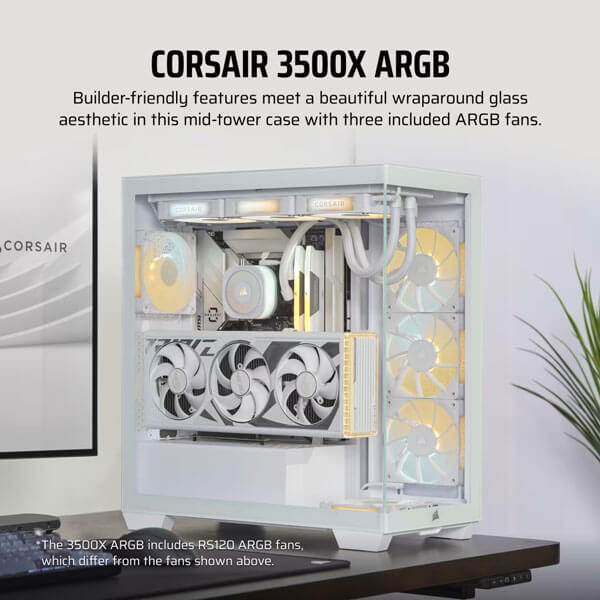 Corsair 3500X ARGB White E-ATX Mid Tower Case