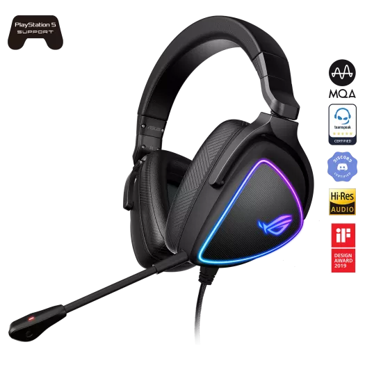 ASUS Rog Delta S Lightweight with Ai Noise-Canceling Mic, Hi-Res Quad Dac, RGB Lighting Wired Over Ear Headphones
