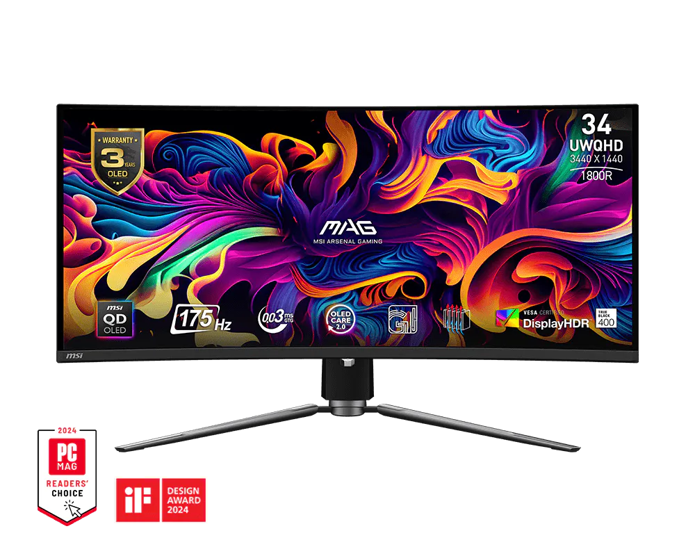 MSI MAG341CQP QD-OLED 34" Curved Gaming Monitor