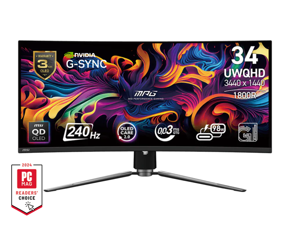 MSI MPG 341CQPX QD-OLED 34 Inch 2K UWQHD Curved Gaming Monitor
