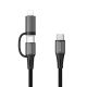 Coconut C19 2 in 1 3A, 60W Power Delivery USB Type C + 20W Lightning iPhone Charging Cable, Aluminium Alloy Connector, Premium Nylon Braided Fast Charging Cable for iPhone & C type Devices- Easy To Use